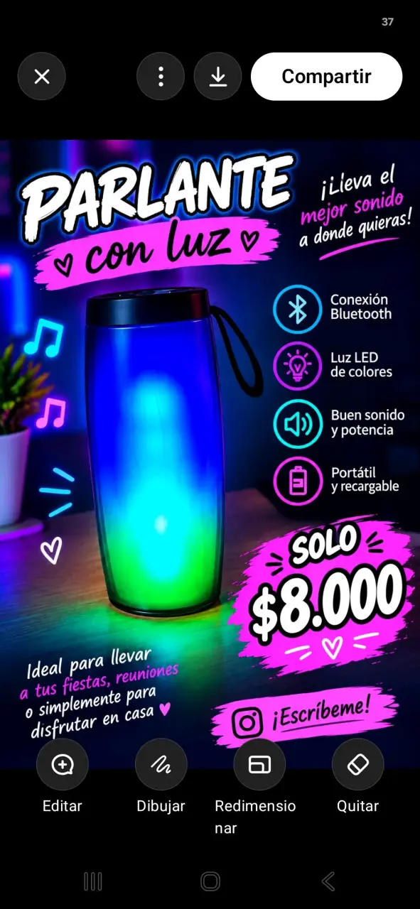 Parlante Bluetooth con Luz LED de Colores