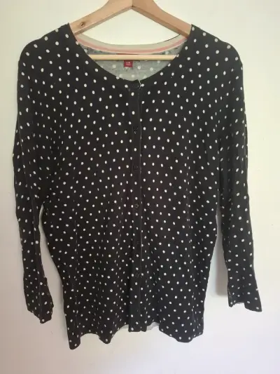 Cardigan negro con lunares blancos mujer Talla L - miniatura 2