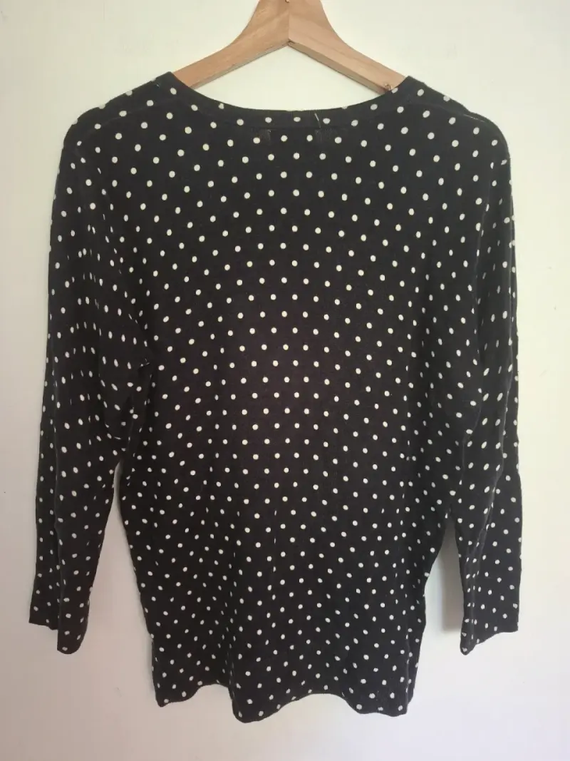 Cardigan negro con lunares blancos mujer Talla L - 3