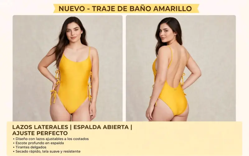 Traje de baño amarillo con lazos laterales