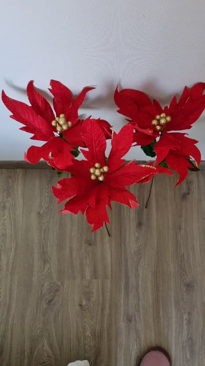 Flores de Pascua artificiales rojas decorativas - 1