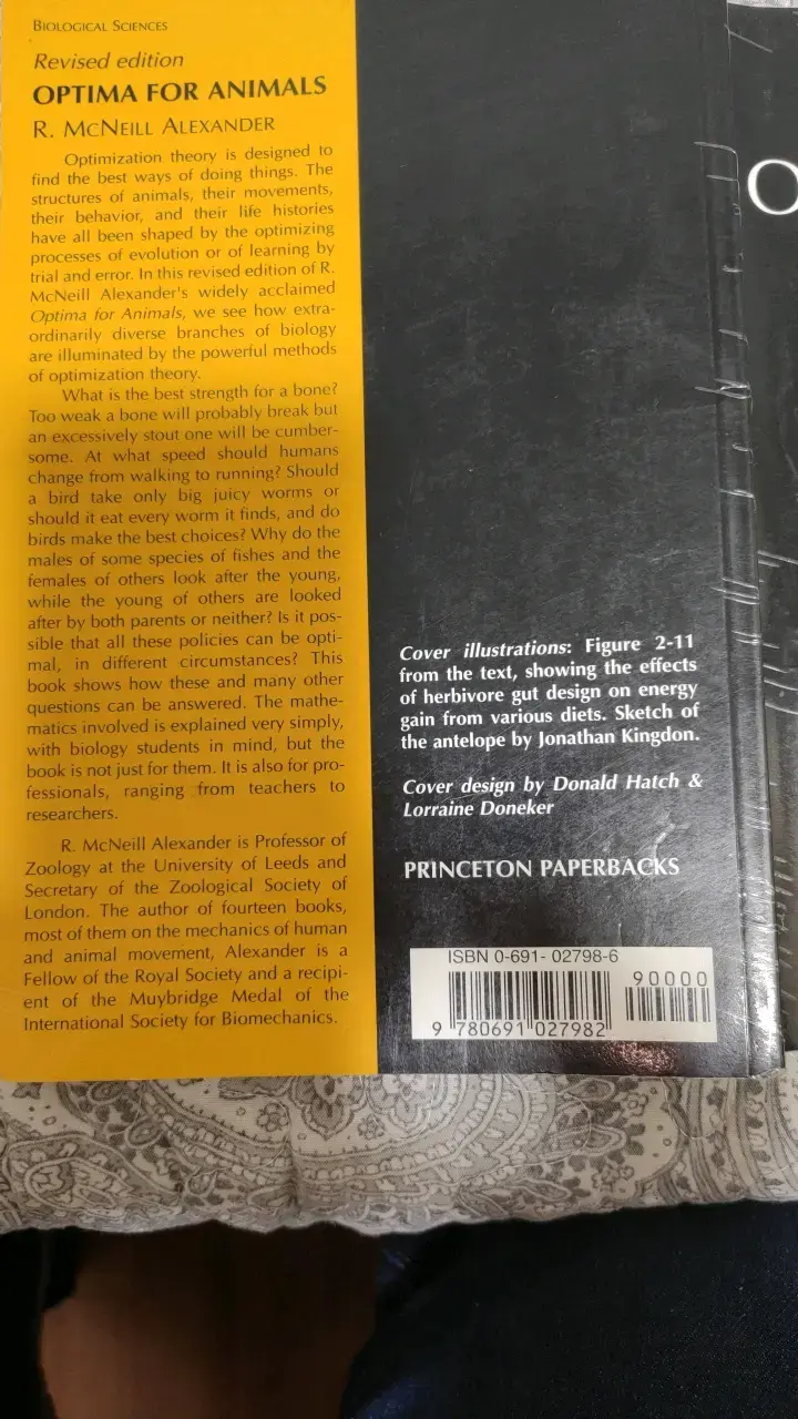 Libro Optima for Animals de R. McNeill Alexander - 2