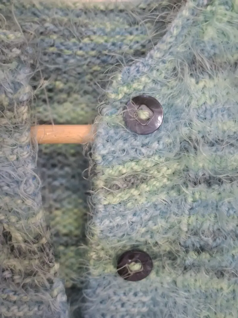Chaleco de lana tejido a mano azul y verde - 4