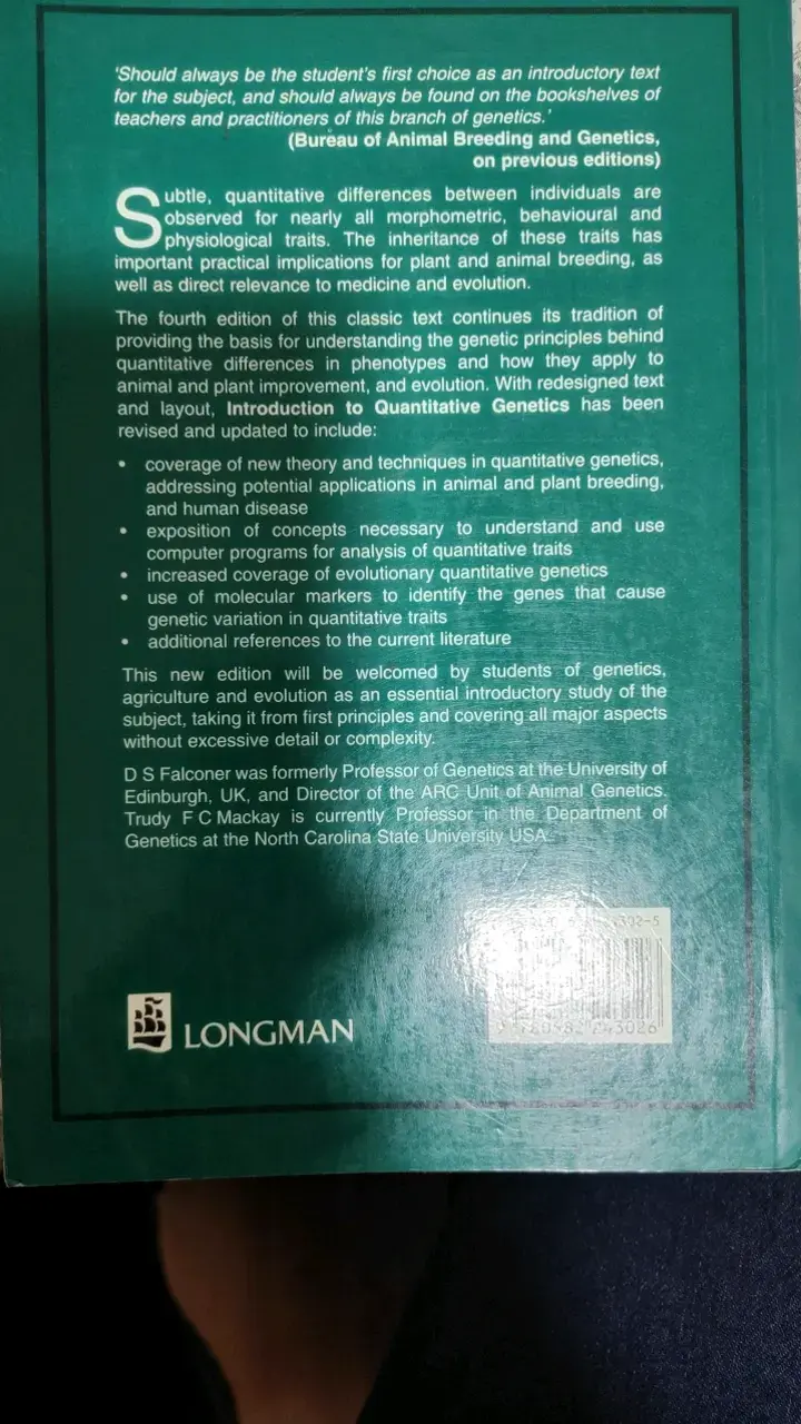 Libro Introduction to Quantitative Genetics 4ta Edición - 1