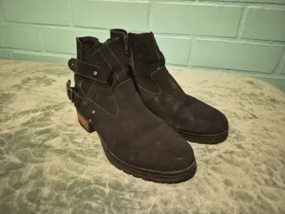 Botines de cuero negro CAT talla 40 - miniatura 1
