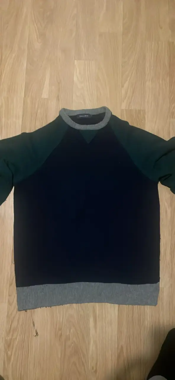 Suéter Saville Row azul y verde con coderas