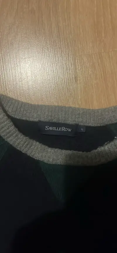 Suéter Saville Row azul y verde con coderas - miniatura 3