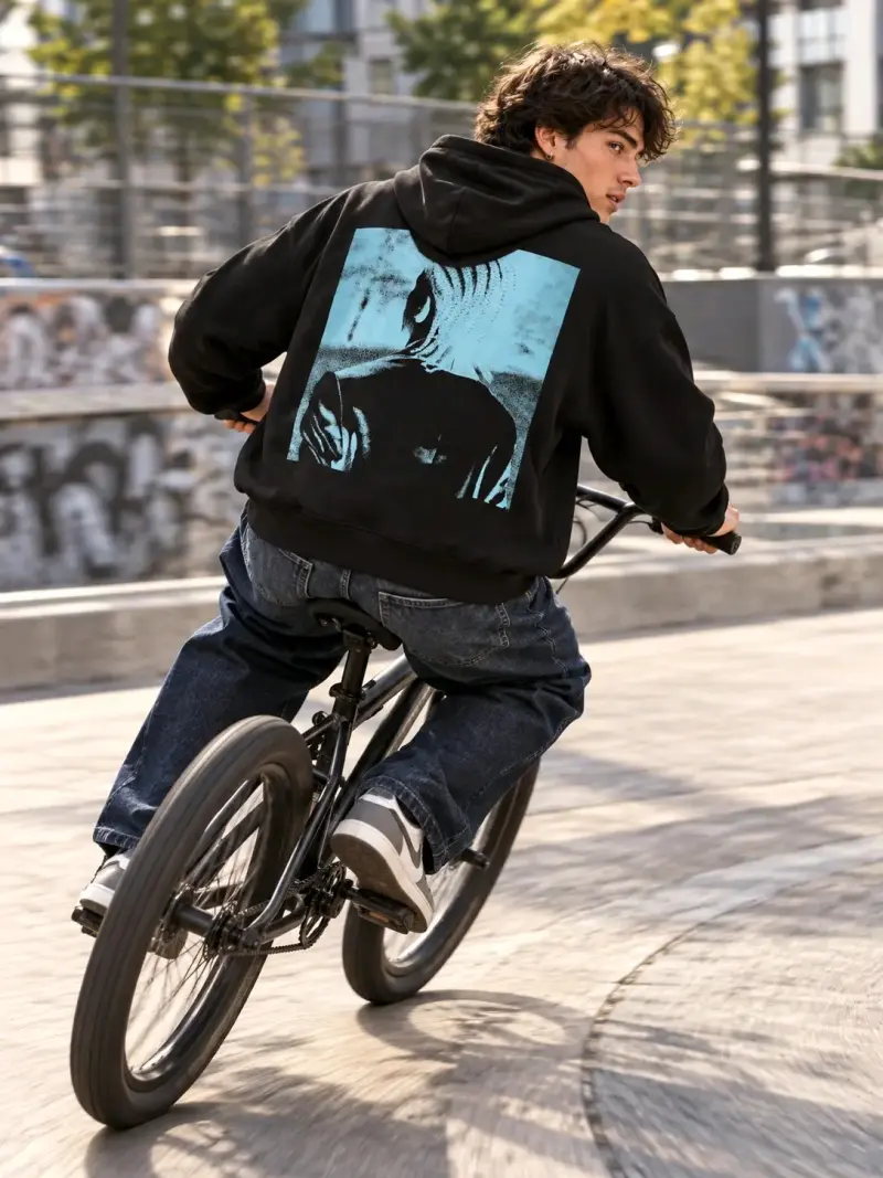 Polerón unisex negro diseño en espalda Talla XL - 1