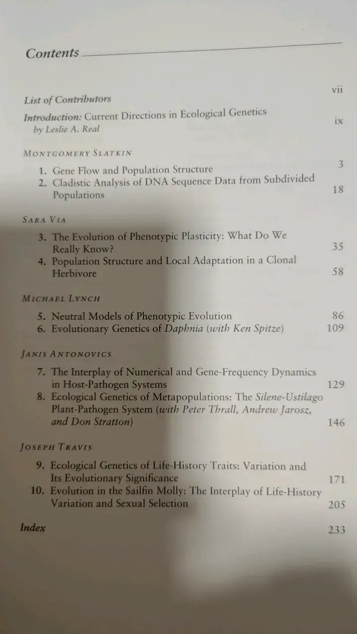 Libro Ecological Genetics editado por Leslie A. Real - 3
