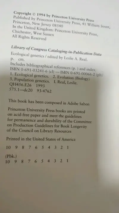 Libro Ecological Genetics editado por Leslie A. Real - miniatura 4