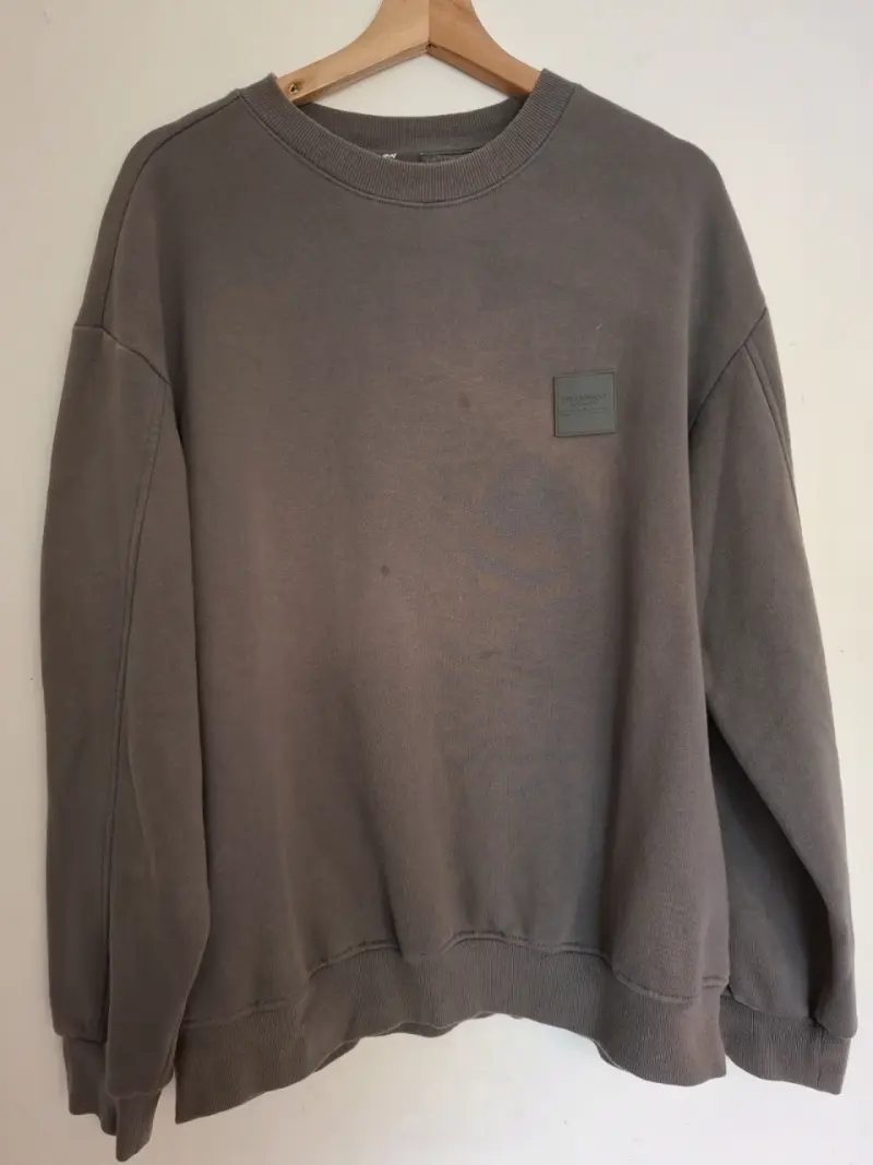 Polerón gris unisex de algodón Talla L - 2