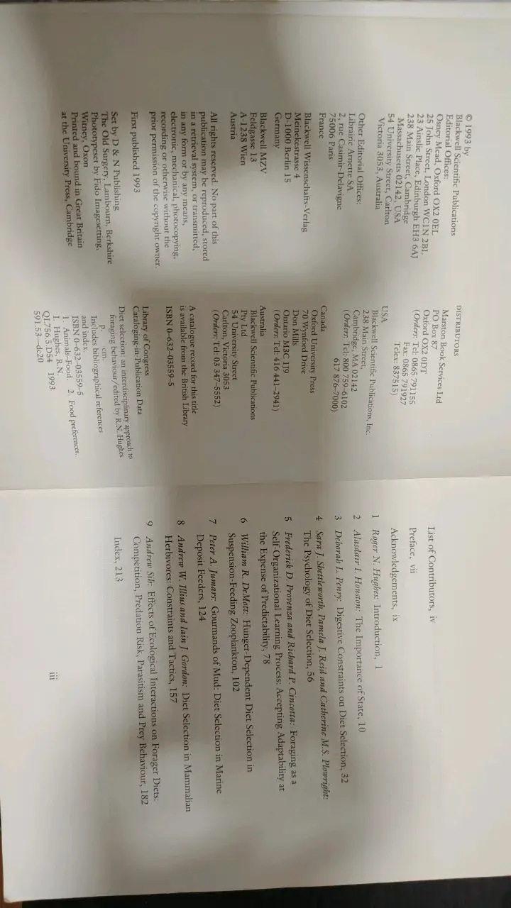 Libro Diet Selection de R.N. Hughes - 3