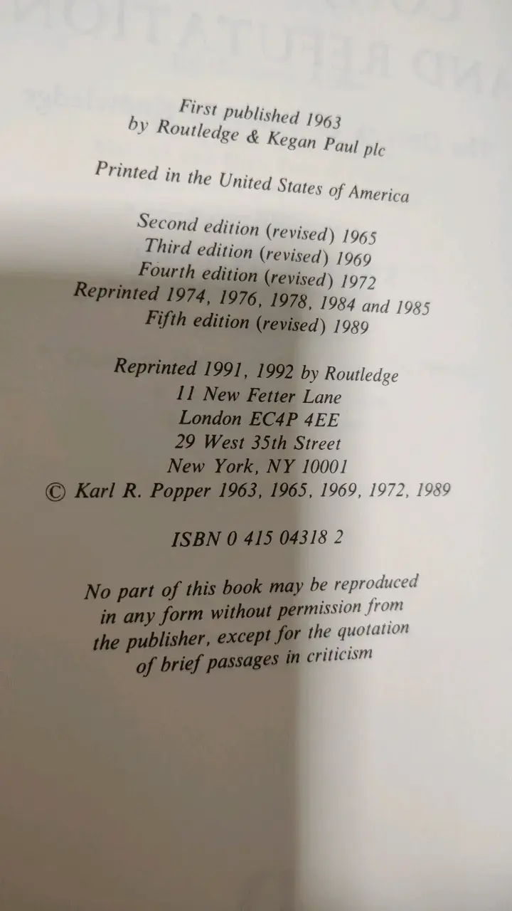 Libro 'Conjectures and Refutations' de Karl R. Popper - 2