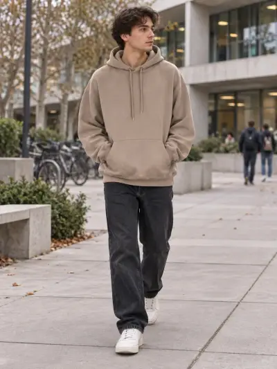 Polerón con capucha beige unisex Talla XL - miniatura 1