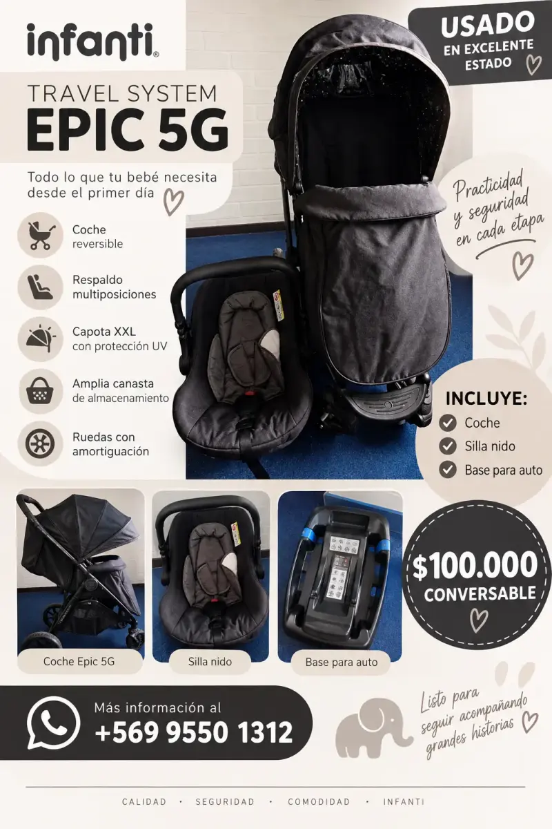 Coche Travel System Infanti Epic 5G usado - 2