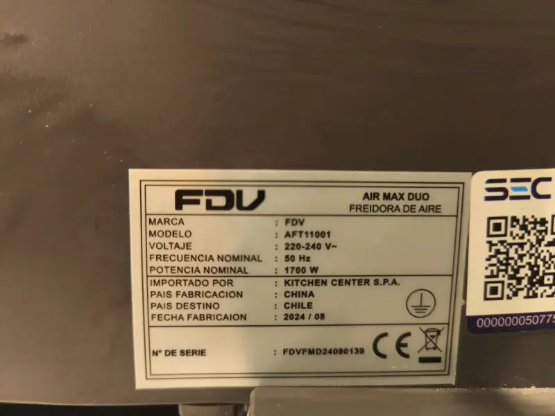 Freidora de Aire FDV Air Max Duo 1700W - 3