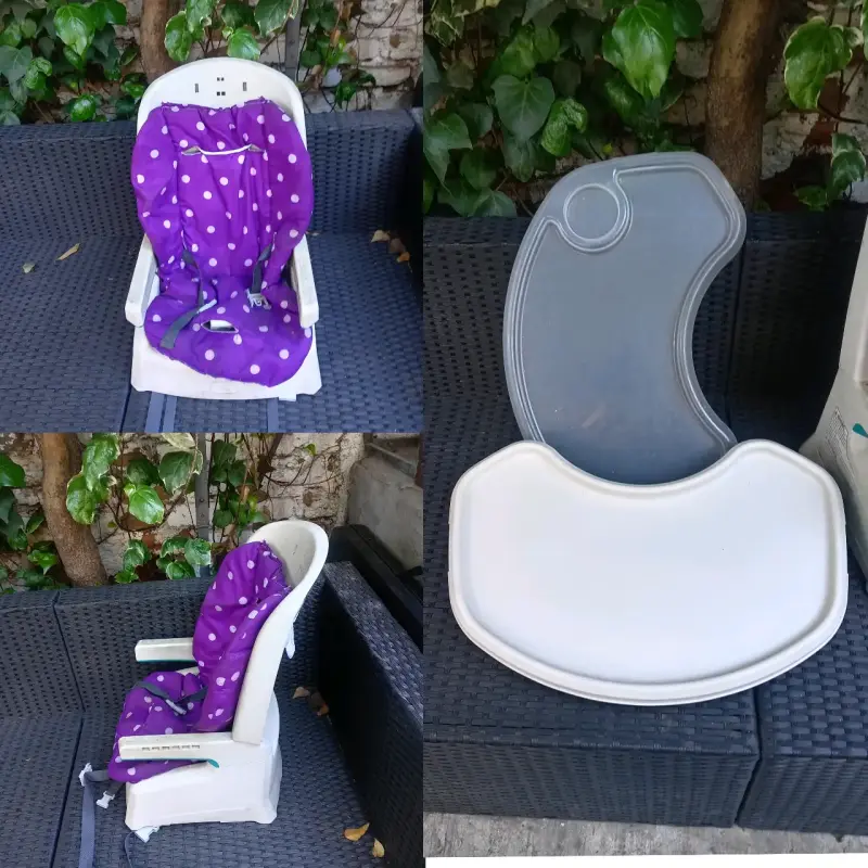 Silla de comer infantil rosa con diseño de oso - 2