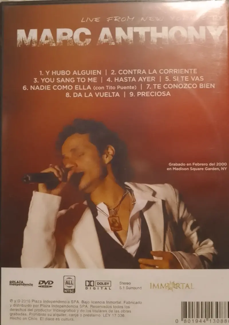 DVD Marc Anthony Live From New York City - 2