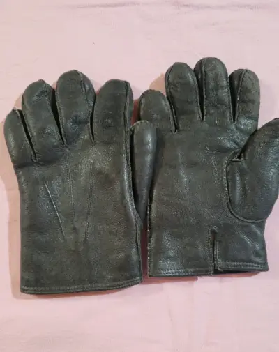 Guantes de cuero negro con forro térmico - miniatura 1