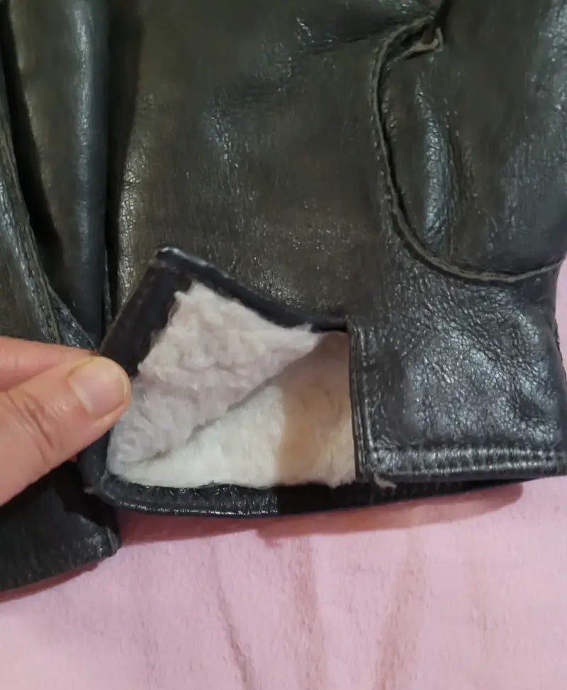 Guantes de cuero negro con forro térmico - 2