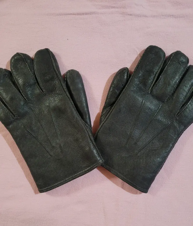 Guantes de cuero negro con forro térmico - 3