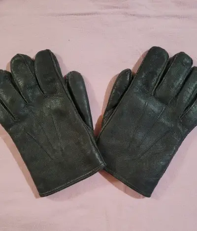 Guantes de cuero negro con forro térmico - miniatura 3