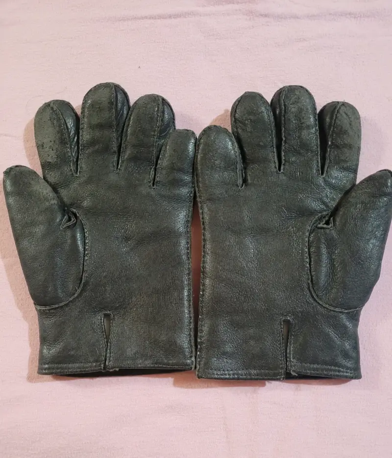 Guantes de cuero negro con forro térmico - 4