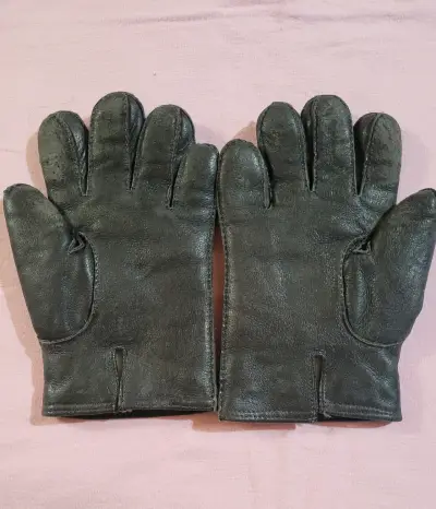 Guantes de cuero negro con forro térmico - miniatura 4
