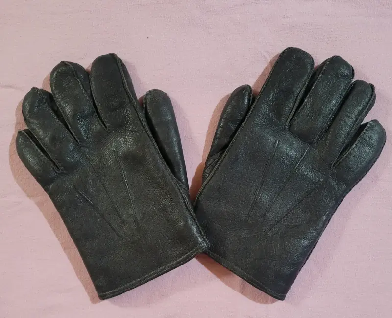 Guantes de cuero negro con forro térmico - 5
