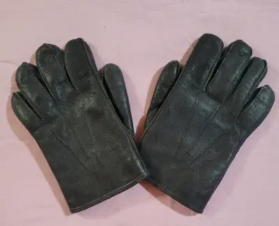 Guantes de cuero negro con forro térmico - miniatura 5