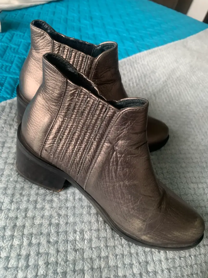 Botines de cuero metalizado para mujer - 2