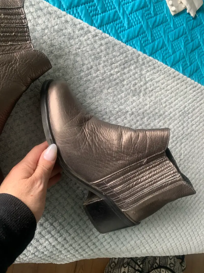 Botines de cuero metalizado para mujer - 5