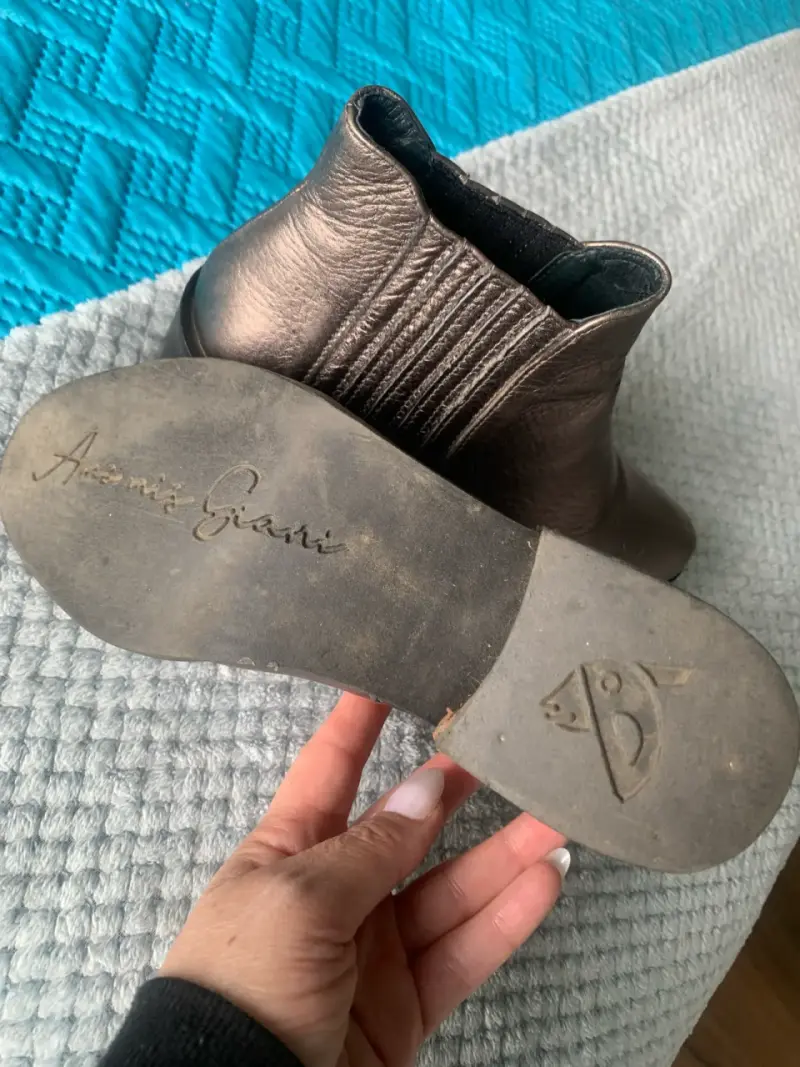 Botines de cuero metalizado para mujer - 6