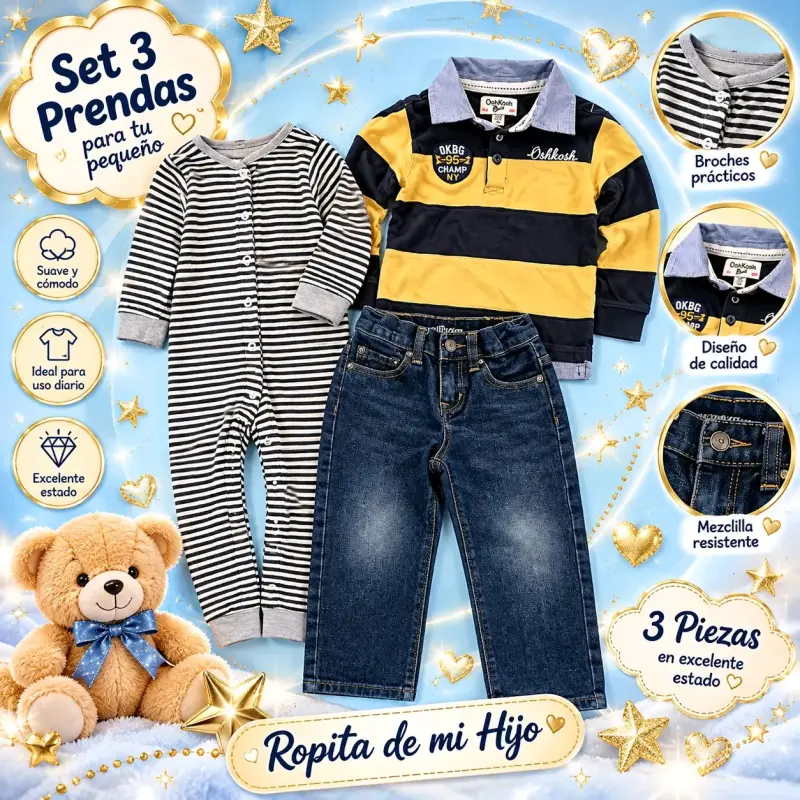 Set de 3 prendas para niño OshKosh