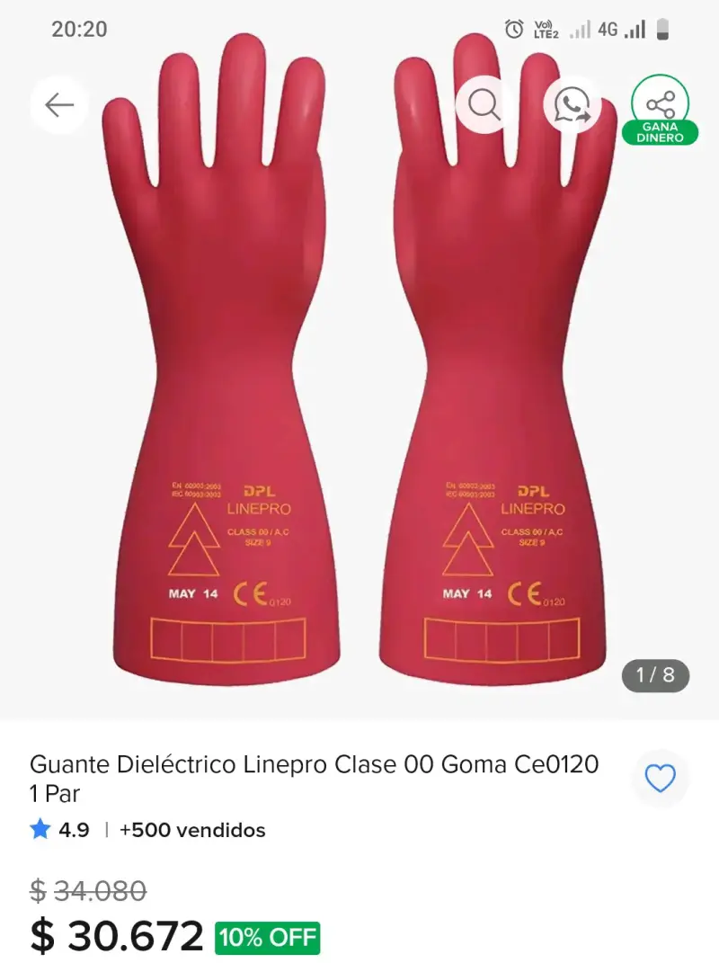Guantes dieléctricos DPL Linepro Clase 00 rojos - 2