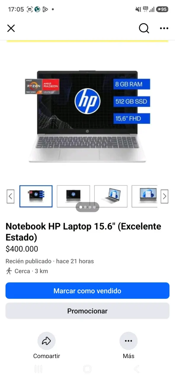 Notebook HP 15.6 pulgadas Ryzen 7 512GB SSD - 4