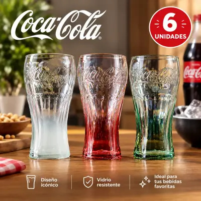 Set de 6 vasos Coca-Cola de vidrio - miniatura 1
