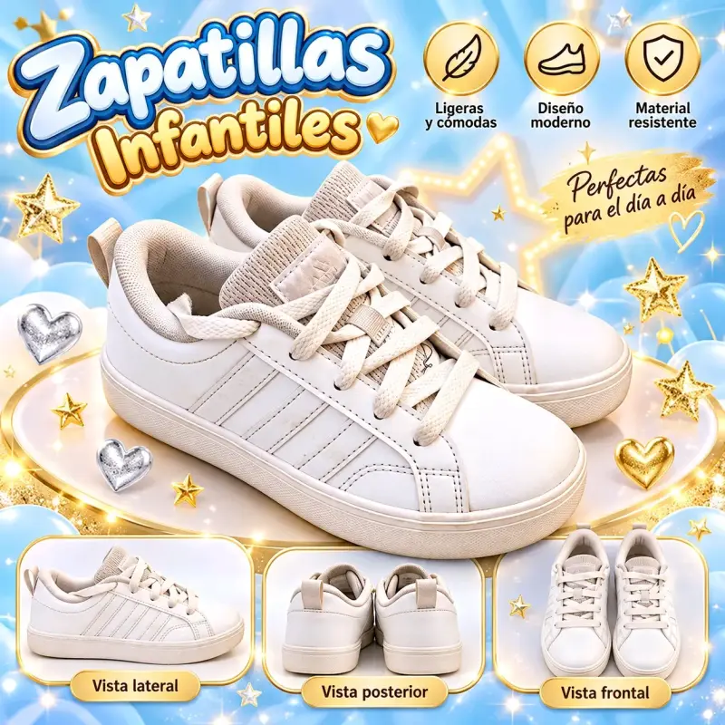 Zapatillas blancas y cómodas talla 28
