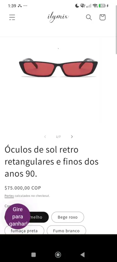 Gafas de Sol Retro Rectangulares Rojas - miniatura 2