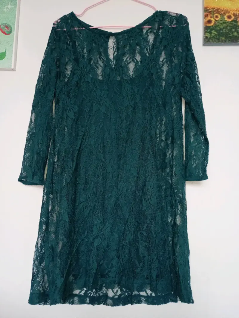 Vestido de encaje verde elegante - 2