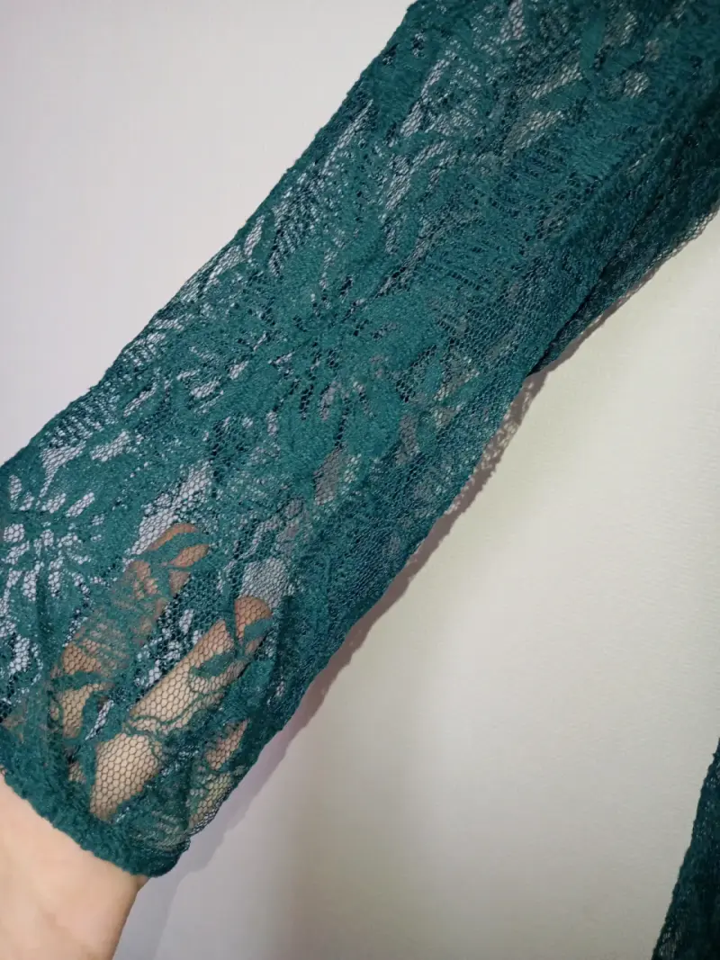 Vestido de encaje verde elegante - 3