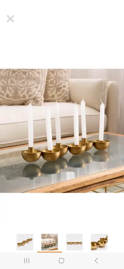 Portavelas dorado para decoración de mesa - miniatura 1