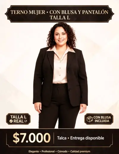 Terno Mujer con Blusa y Pantalón Talla L - miniatura 1