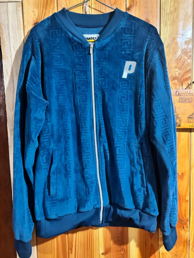 Chaqueta de terciopelo azul con cremallera Pimps