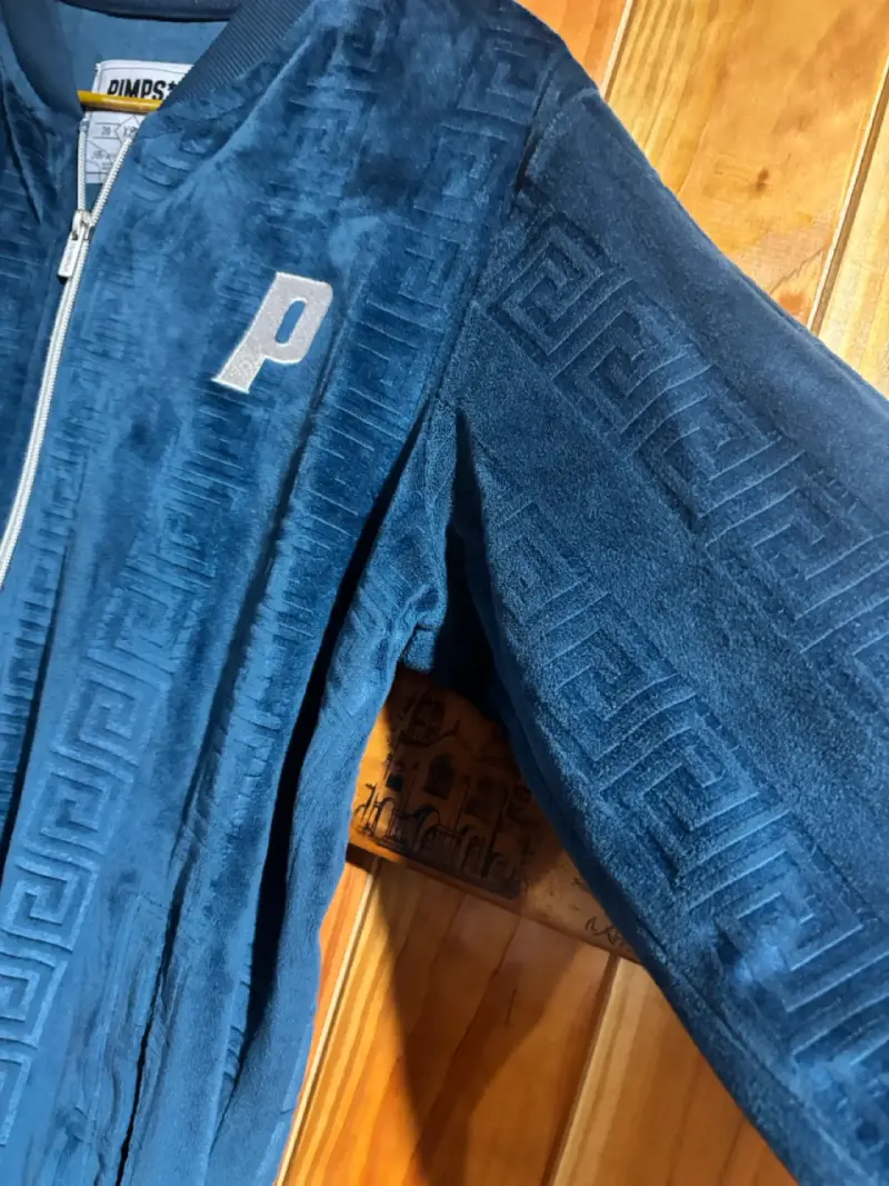 Chaqueta de terciopelo azul con cremallera Pimps - 4
