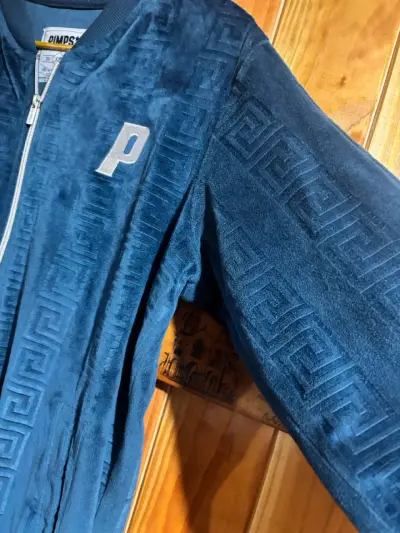 Chaqueta de terciopelo azul con cremallera Pimps - miniatura 4