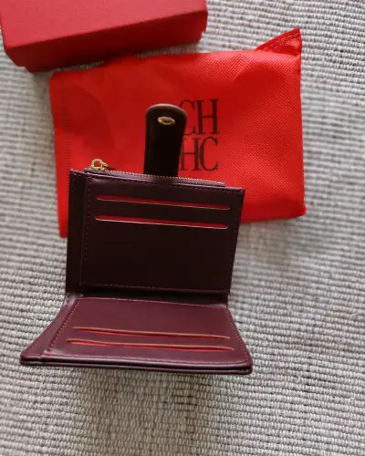 Billetera de cuero burdeo Carolina Herrera - miniatura 4