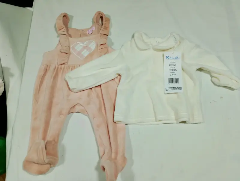 Conjunto de bebé rosa y blanco Pumucki 3-6 meses
