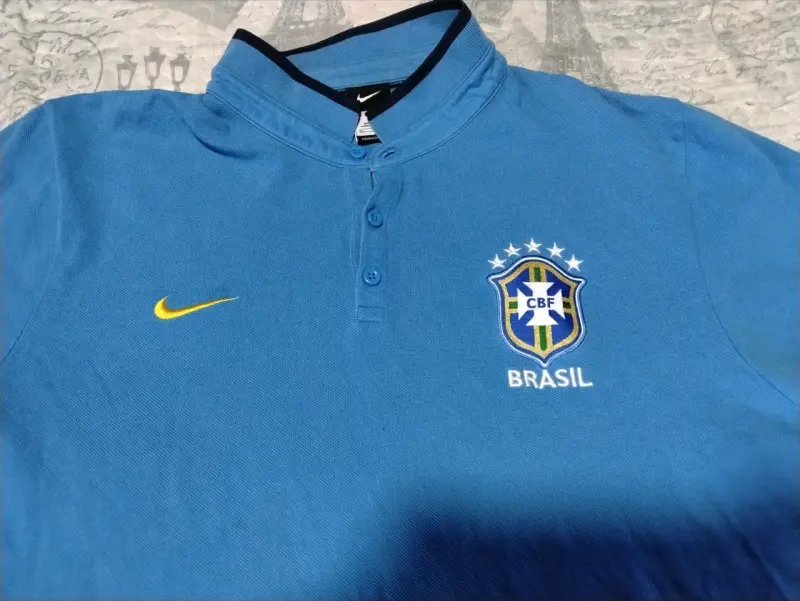 Polera de Brasil 2014 Nike azul talla XL - 2