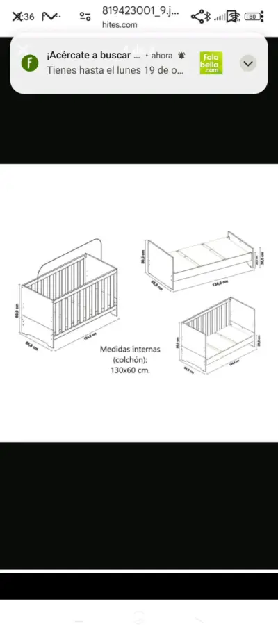 Cuna blanca de madera MobiliFrank 3 Pos - miniatura 3